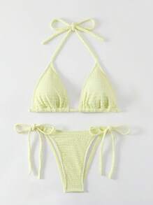 Swim Mod Ladies' Halter Bikini Set Music Festival Summer Beach - Yellow - View 4