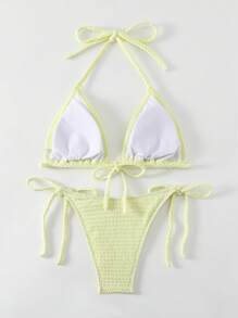 Swim Mod Ladies' Halter Bikini Set Music Festival Summer Beach - Yellow - View 3
