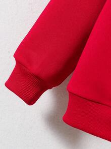 年轻男孩圆领字母印花运动衫和牛仔效果裤套装，休闲 - 彩色 - 查看 6