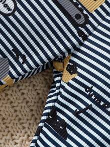 Conjunto De Dos Piezas De Manga Larga Y Pantalón Estampado Con Dibujo Animado Para Niños, Ajustado Para Uso En Casa