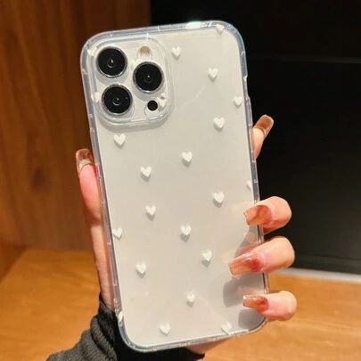 Maryam Alam Artist Girlcore 透明手机壳，带有心形图案，节日，爱情情人节