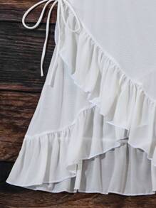 SHEIN Swim Summer Women'S Ruffled Hem Cover Up - White - View 7