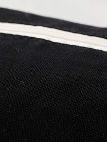 1pc Large Solid Color Simple Canvas Cosmetic Bag Suitable For Women's Outdoor Travel - Black - View 4