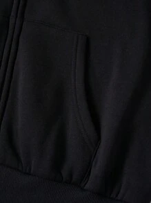 SHEIN Unity Solid Color Fleece Hoodie With Drawstring - Multicolor - View 4