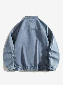 Chaqueta De Mezclilla Para Hombre Con Parches - Azul - Ver 2