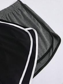 Women's Plus Size Colorblock Elastic Waist Pajama Sleepwear Bottoms Sleep Shorts With Contrast Piping