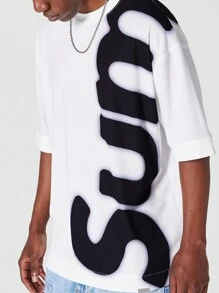 SUMWON Oversized Fit Tee With Front And Back Graphic Print - White - View 5