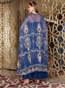 Al Najma 刺繡披肩袖夾克和camidress套裝