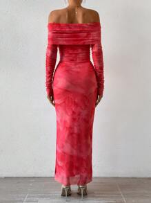 SHEIN Unity Vestido De Mujer Con Hombros Descubiertos Y Abertura Lateral - Rosa Pálido - Ver 2