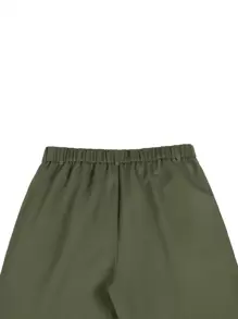 Calvornis Men's Elastic Waist Slim Fit Suit Pants - Army Green - View 6