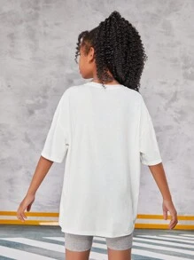 Tween meisje Vrijetijd los brei Korte mouwen Ronde hals Tops Voor Dagelijkse slijtage