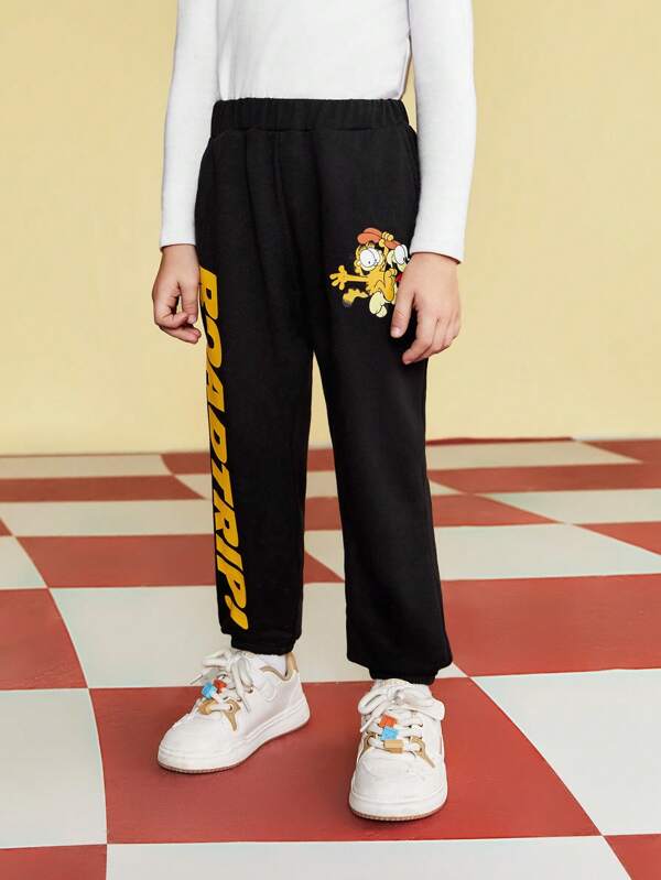 GARFIELD | SHEIN Pantalones Estampados Con Letras De Dibujos Animados Para Niño Joven