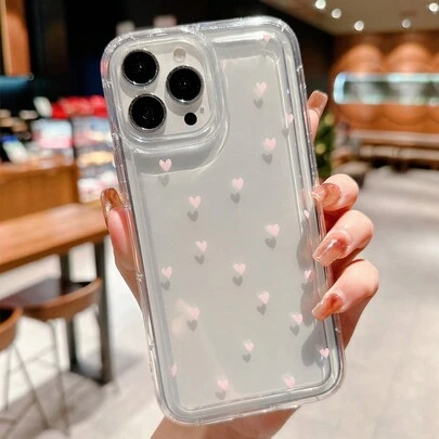 Maryam Alam Artist Girlcore Heart Shape Clear Phone Case, Holiday, Love Valentine's Day