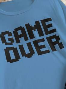 2pcs/Set Boys' Comfortable Casual Video Game Print Long Sleeve Top And Pants Pajama Set