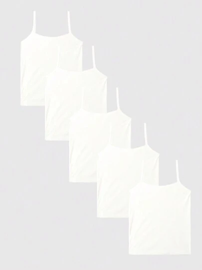 5pcs/Set Teenage Girls Solid Color All-Match Versatile Camisole Tank Top