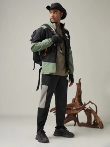 SHEIN In My Nature 男士字母圖形翻蓋口汗布褲，適用於登山服裝 - 彩色 - 查看 3