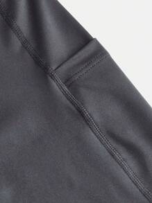 SHEIN Girlism Teen Girls' Knit Plain Patch Pocket Casual Leggings 2pcs/Set