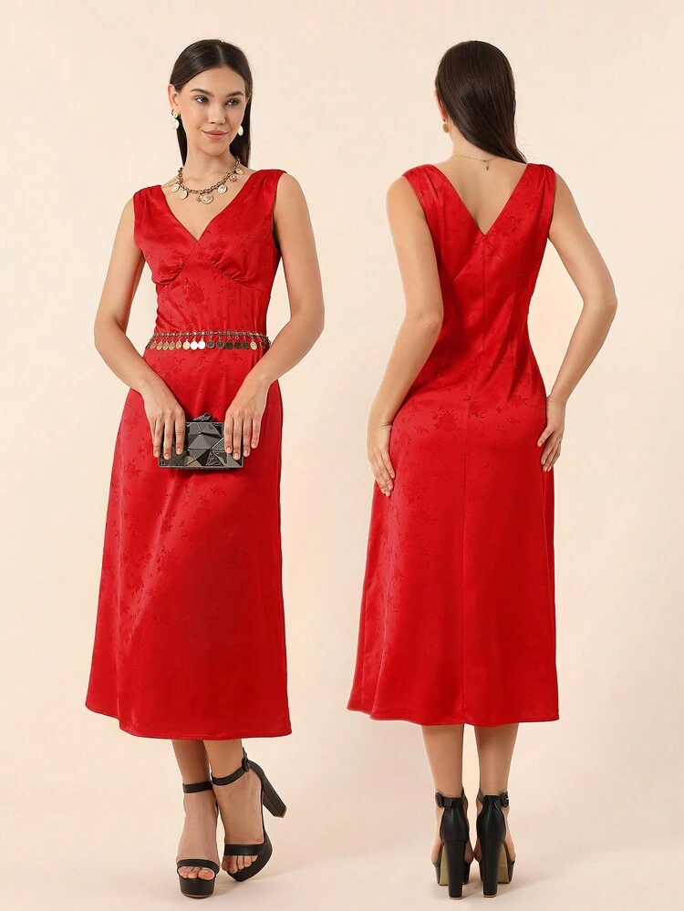 Women'S Jacquard Pendant Decor Sleeveless Dress