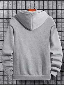 男士帶袋連帽衫 - 淺灰色 - 查看 2