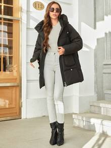 GASMAN Women's Long Sleeve Hooded Drawstring Jacket - Black - View 1