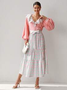 SWEET KILLER Designer Women Balloon Sleeve Frill Trim Top, Fall, For Autumn & Winter, Holiday, Vacation, Festival