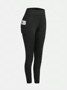 SHEIN Girlism Teen Girls' Knit Plain Patch Pocket Casual Leggings 2pcs/Set