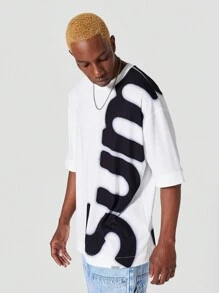 SUMWON Oversized Fit Tee With Front And Back Graphic Print - White - View 1