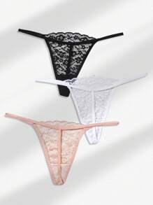 3 cái/bộ Của phụ nữ Ren Quần lót Thong Quần lót không đường may Đồ lót - Nhiều màu - Xem 7