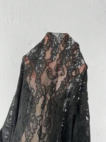 SHEIN Essnce Women's Elegant Lace Shirt - Black - View 5