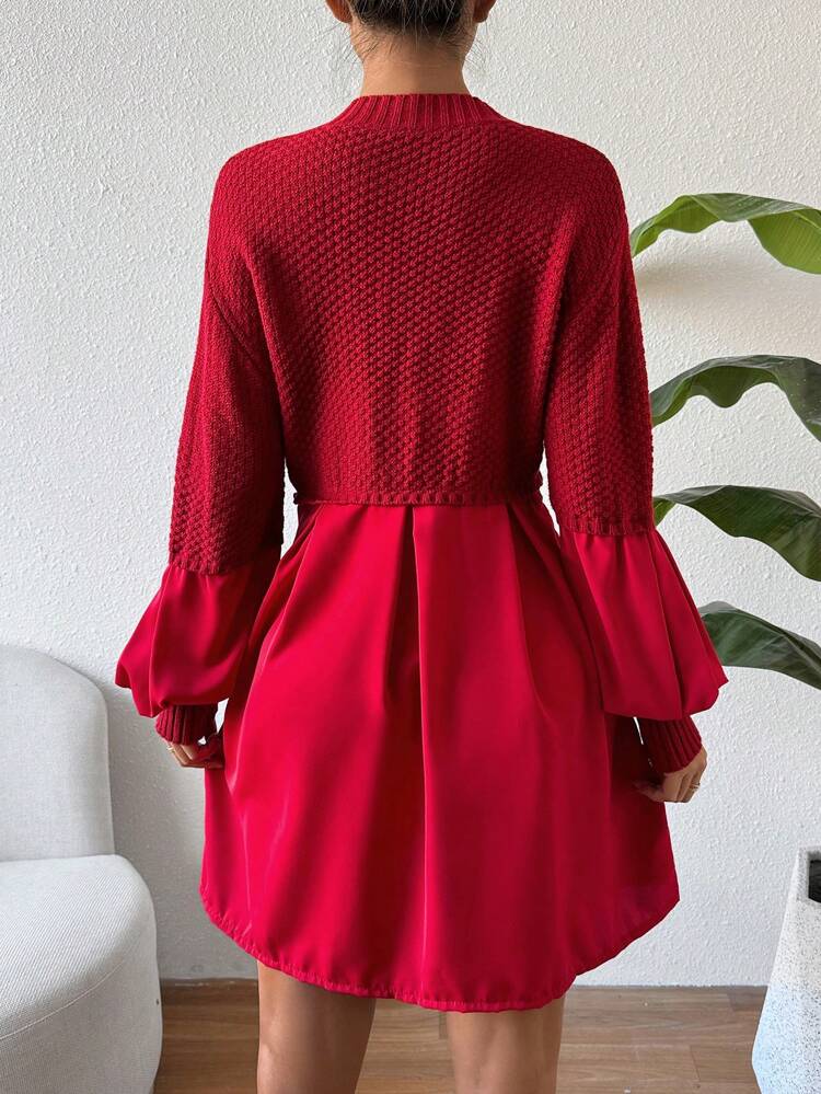 Women's Long Sweater With Notched Collar And Drawstring Waist Knit Pullover Fall Winter Outfit