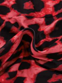 Teenage Girls' Lip Pattern Printed T-Shirt And Leopard Print Flare Pants Set - Multicolor - View 6