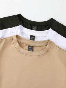 SHEIN Unity 女士圓領短袖上衣 - 卡其色 - 查看 3