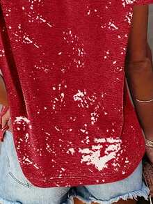 SHEIN LUNE Slogan Print Short Sleeve T-Shirt - Multicolor - View 4