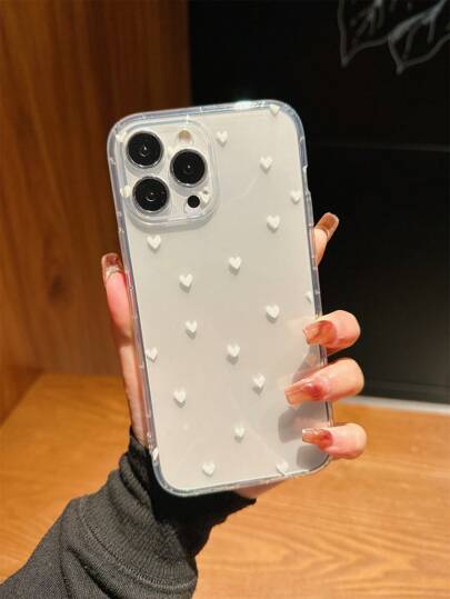 Maryam Alam Artist Girlcore 透明手机壳，带有心形图案，节日，爱情情人节