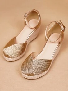 Giày cao gót đế dệt đế thô cho nữ, Giày đế xuồng ngoài trời đế dày, Mùa xuân thu - Rượu sâm banh - Xem 8