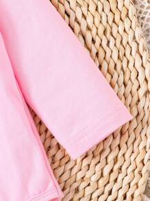 女婴春秋季休闲情人节爱心印花连体衣 - 粉色 - 查看 3