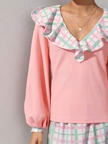 SWEET KILLER Designer Women Balloon Sleeve Frill Trim Top, Fall, For Autumn & Winter, Holiday, Vacation, Festival