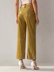 RiRi Designer Solid Color Slanted Pockets Straight-Leg Pants, For Summer, Holiday, Vacation, Festival