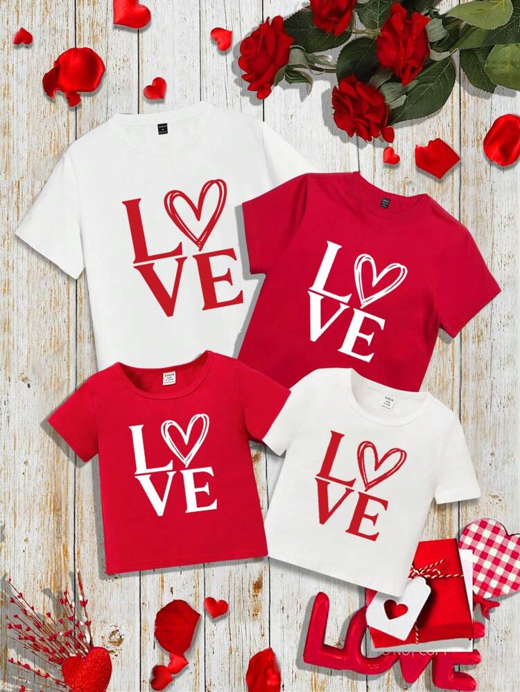Men's Knitted Short Sleeve T-Shirt With Heart Print