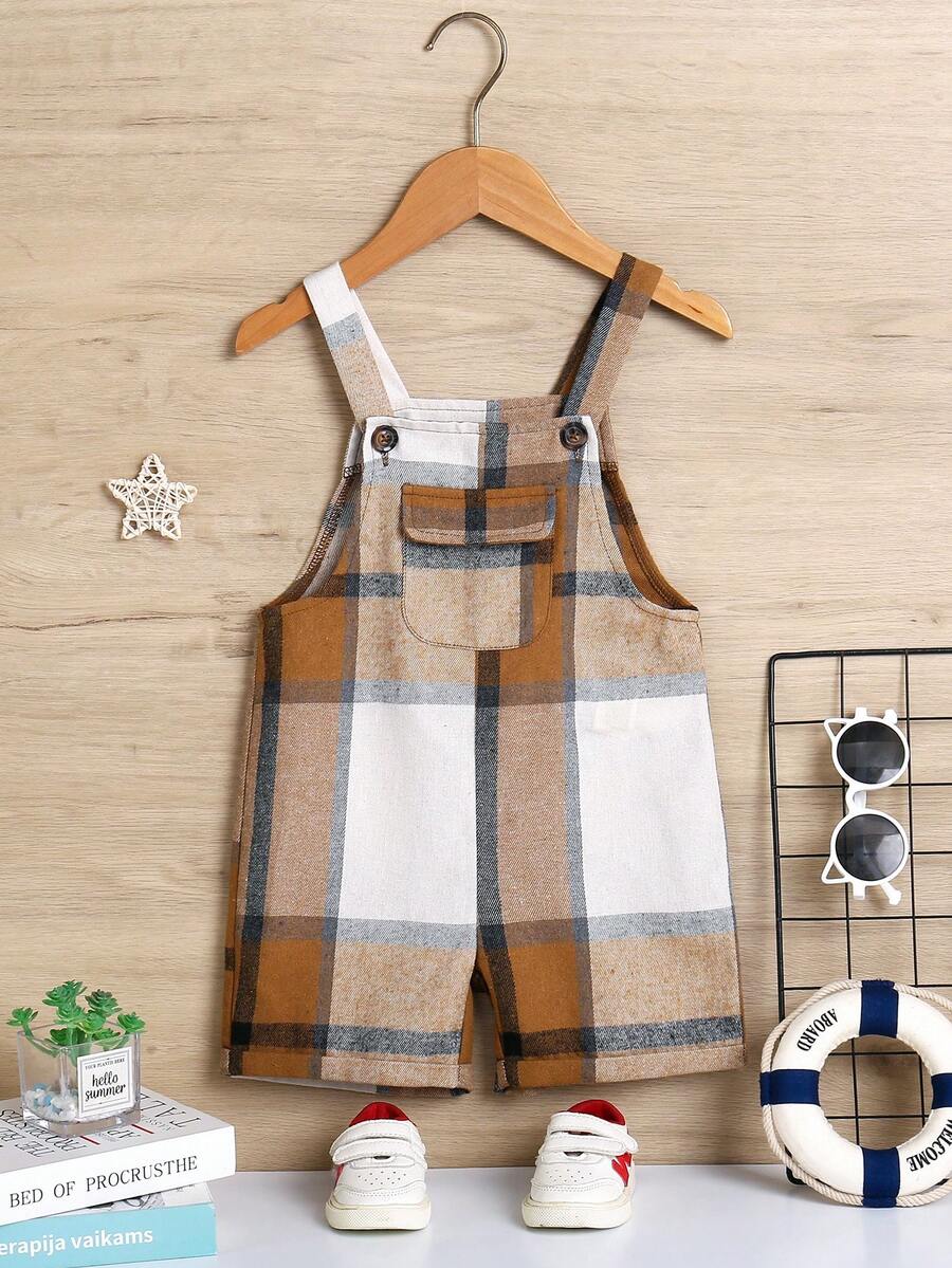 SHEIN Young Boys' Casual Comfortable Cute Pocket Strap Shorts For Spring And Summer - Multicolor - View 1