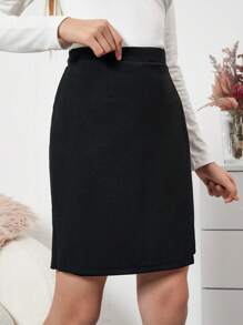 RueChic Teenage Girls' Denim Shorts With Button Wrap Design - Black - View 3