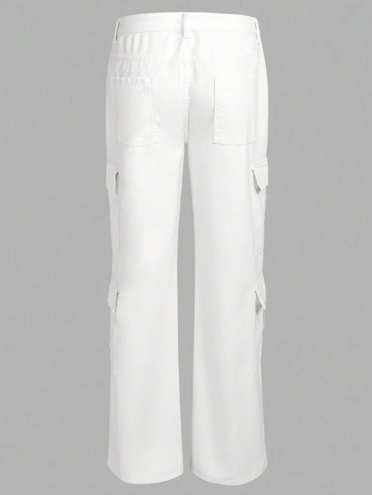 Men'S Solid Color Cargo Jeans