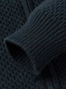 男士帶有字母貼片的拉鍊羊毛衫 - 綠色 - 查看 3