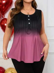 EMERY ROSE Áo ba lỗ sọc nửa xếp ly cỡ lớn cho giáo viên mùa hè, ngày lễ tình nhân - Hồng - Xem 6