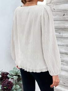 SHEIN Clasi Lantern Sleeve Women's Shirt - White - View 2