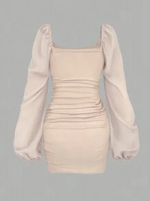 Chiquease Women's Lantern Sleeve Ruffled Long Sleeve Dress Fall Cloth For Women