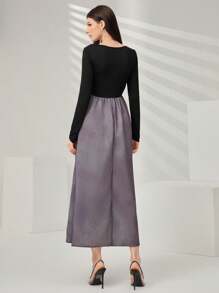 Modelyn 女性彩色拼接長袖連衣裙 - 彩色 - 查看 2