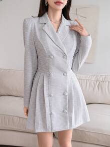 DAZY Damen Doppelreiher Kragen Kleid, Herbstmode