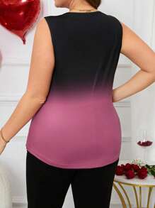 EMERY ROSE Áo ba lỗ sọc nửa xếp ly cỡ lớn cho giáo viên mùa hè, ngày lễ tình nhân - Hồng - Xem 2