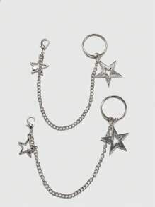 ROMWE Grunge Punk 2pcs Punk Style Pentagram Design Decorative Chain For Shoes/Boots Fall - Silver - View 2